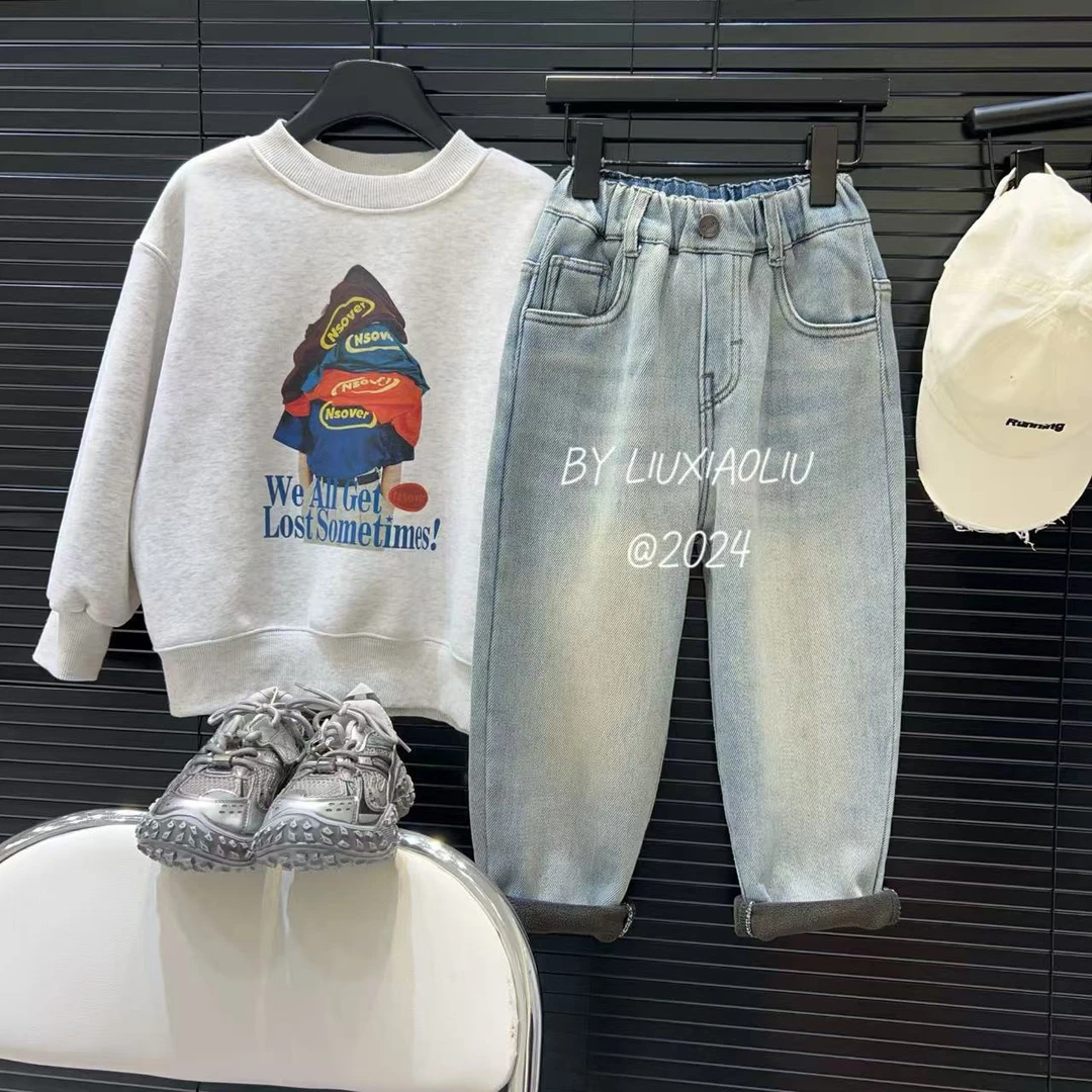 杭州六小六正版 BY LIUXIAOLIU冬季儿童加绒牛仔裤15285