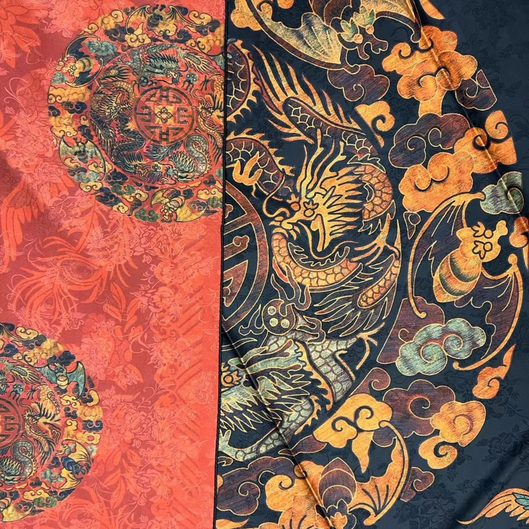 龙凤呈祥-双面 140cm*140cm双色双面提花老料花萝披肩丝巾围巾