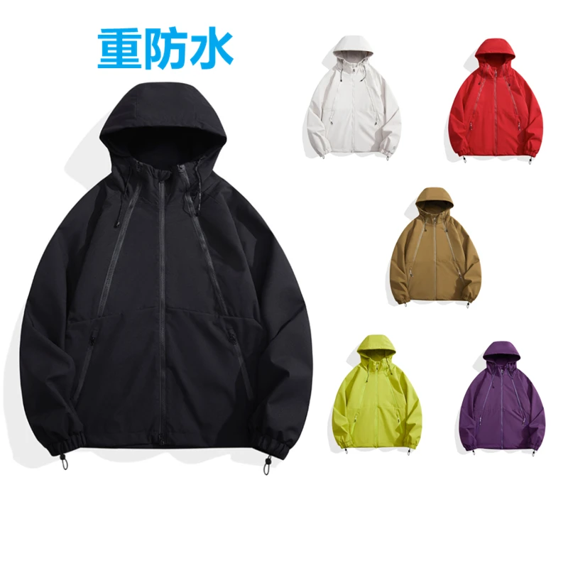 冲锋衣外套男春秋连帽宽松潮牌工装夹克痞帅情侣搭配帅气套装097