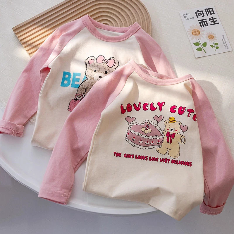 2025早春洋气女童新款儿童长袖T恤纯棉女宝宝韩版圆领上衣女孩