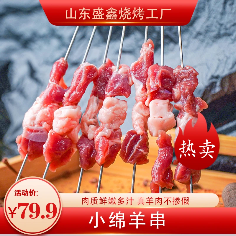 精选内蒙180天小绵羊肥瘦相间50/100串半成品生羊肉商用烧烤批发