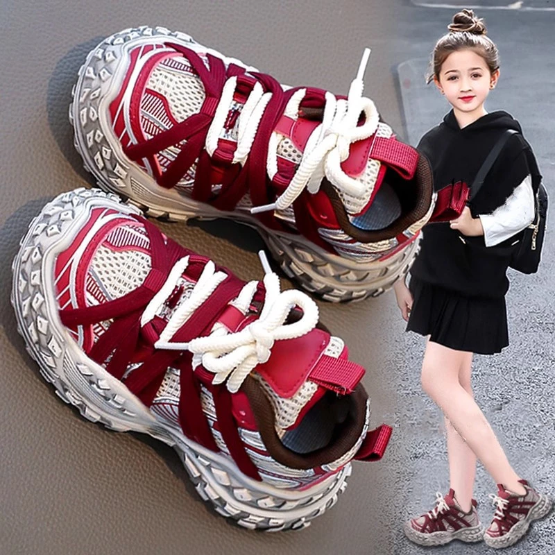 ABC女童运动鞋2024年新款秋季跑步儿童鞋子爆款老爹鞋女孩透气潮