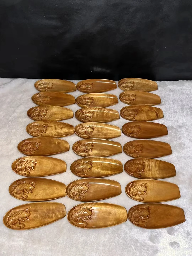 小叶桢楠！年年有鱼茶则！手工擦漆！