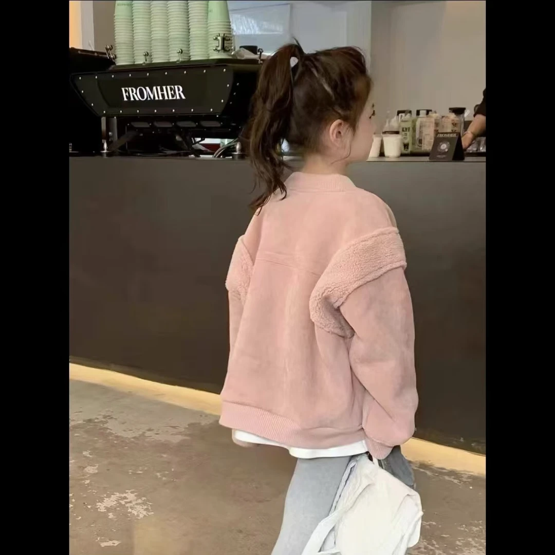 女童加绒外套2024秋秋装新款童装休闲棒球服中大童百搭上衣