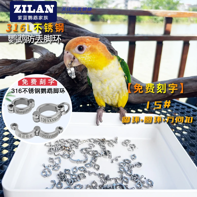 鹦鹉脚环活扣开口不伤脚超轻定制刻字316不锈钢脚环鸟环 不带链子