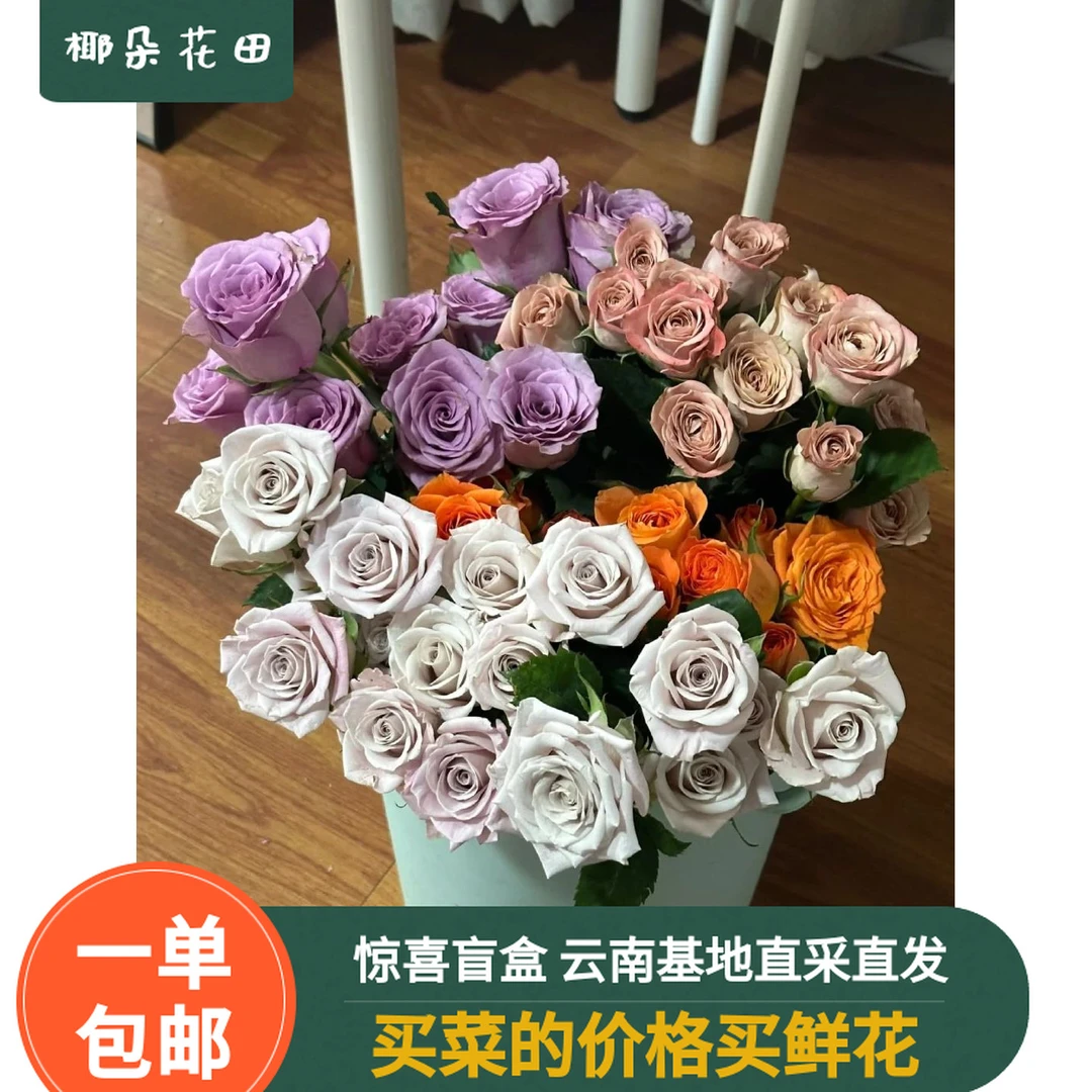 混色玫瑰20枝花盲盒两单包邮 （不支持指定） 云南鲜切花基地直发