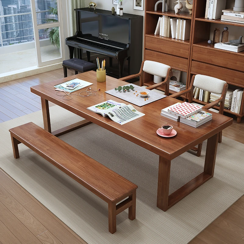 【加厚大板桌】全实木客厅双人大书桌书房电脑桌工作台简约学习桌