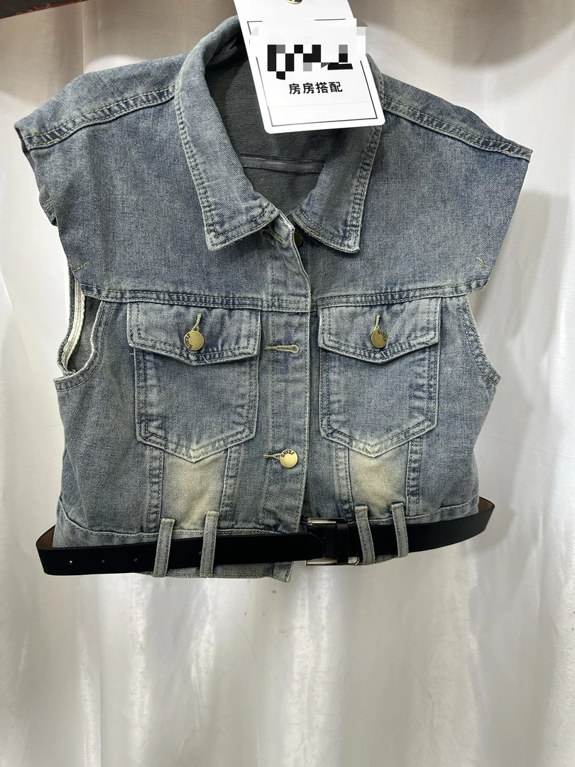 春秋港味复古小飞袖新款宽松休闲无袖坎肩百搭马夹上衣外套185#