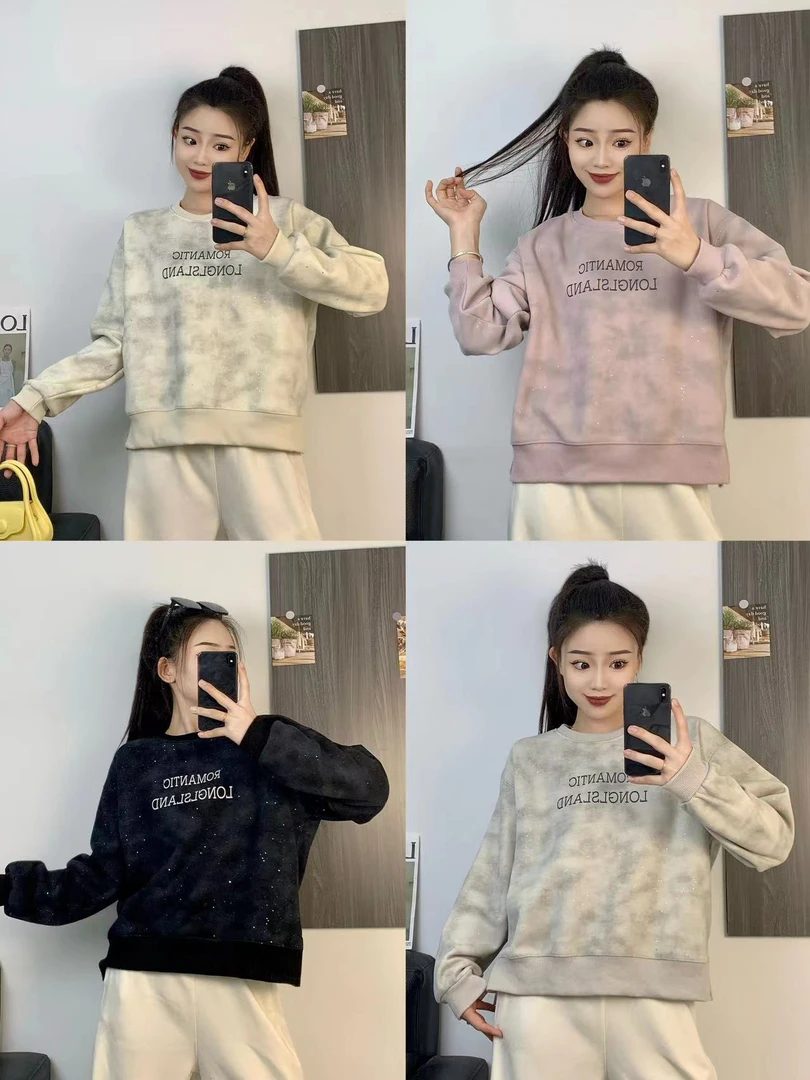 9005款新款休闲加绒加厚百搭显瘦圆领卫衣