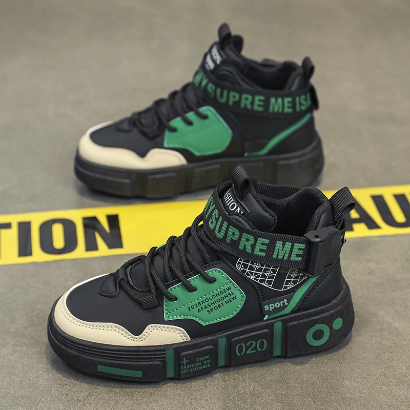 男童鞋2025春秋款新款初中小学生运动鞋中大童男孩高帮青少年板鞋