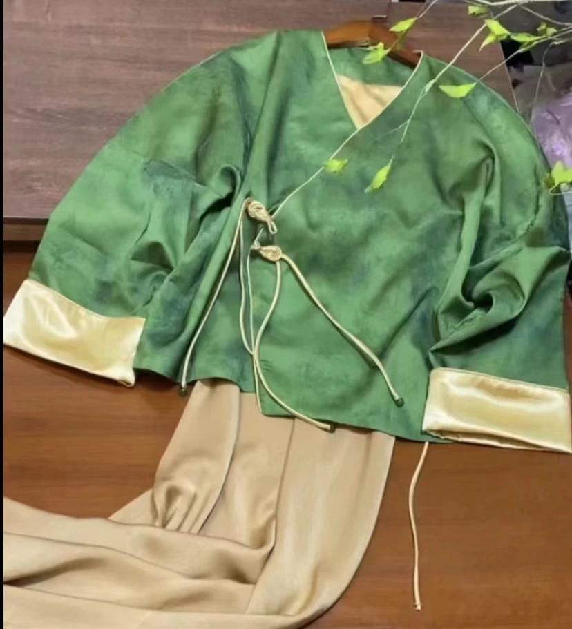 【新中式·绿橘子】宽松袍式国风秋绿色女士外套古风中国风上衣