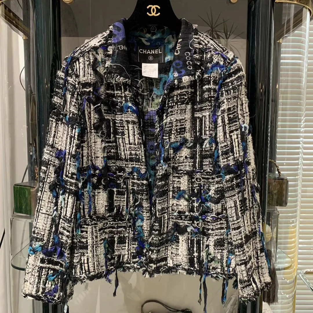 95新  CHANEL 07C 春夏系列，涂鸦款，真丝流苏外套，40码