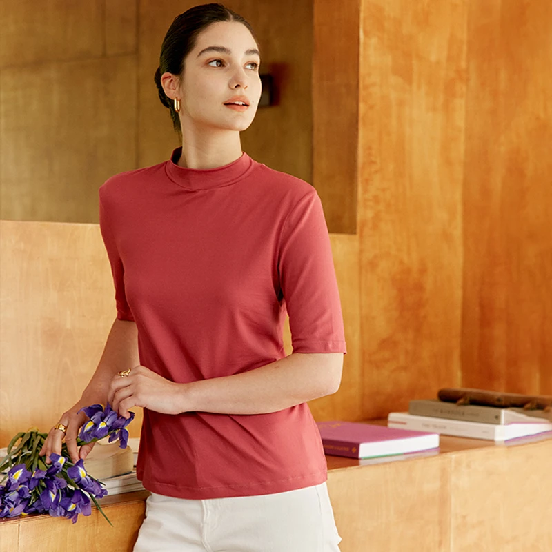 【小虎牙】半高领纯色中袖打底衫-DJT1132