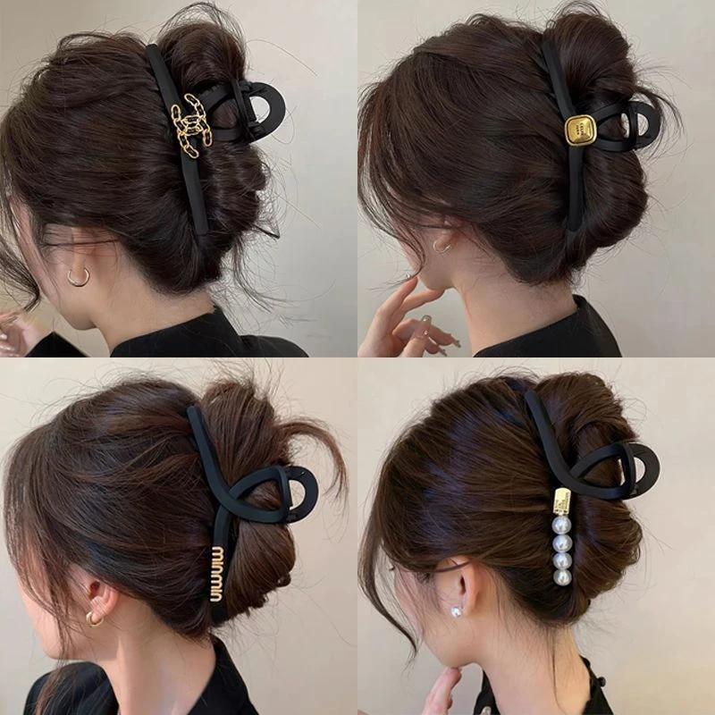 黑色磨砂抓夹大号网红新款气质高级感鲨鱼夹发饰女后脑勺短发发夹