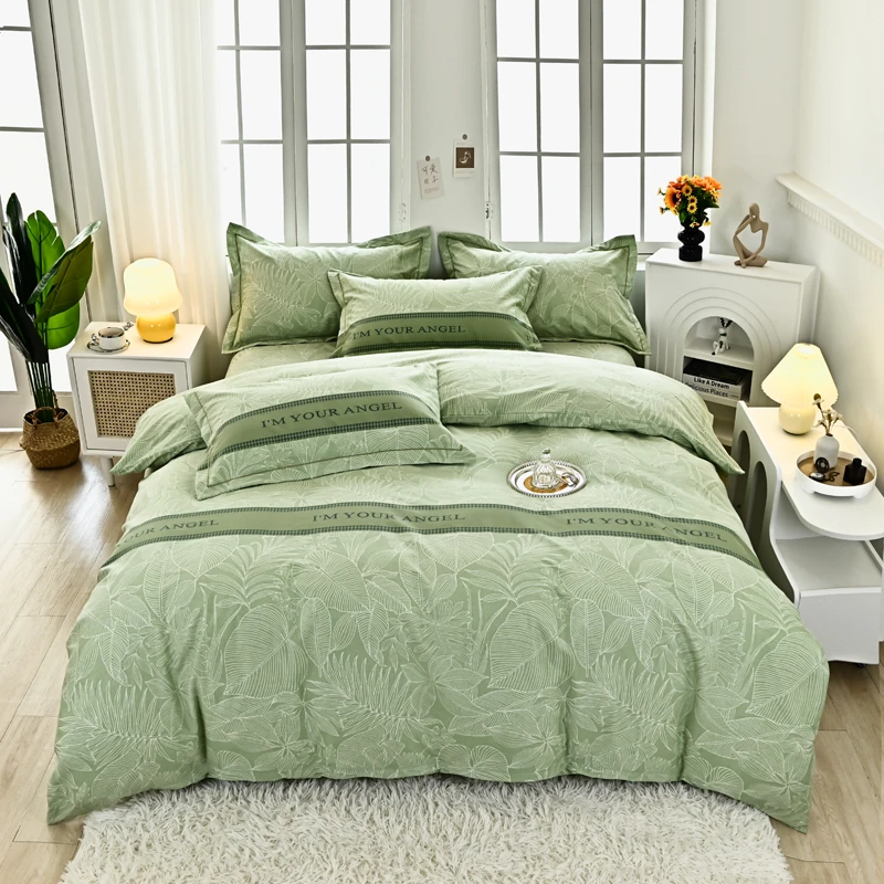 加厚柔软花边床单双面印花被套纯斜纹棉四件套新疆棉家纺床上用品