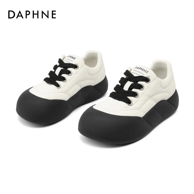 达芙妮厚底小白鞋女2025春季款大头丑萌鞋休闲运动面包鞋