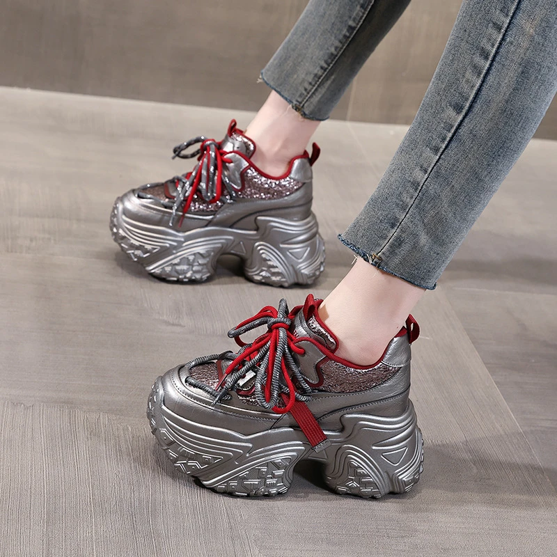 【增高10CM】小个子厚底老爹鞋女2025秋季新款松糕休闲运动鞋时尚