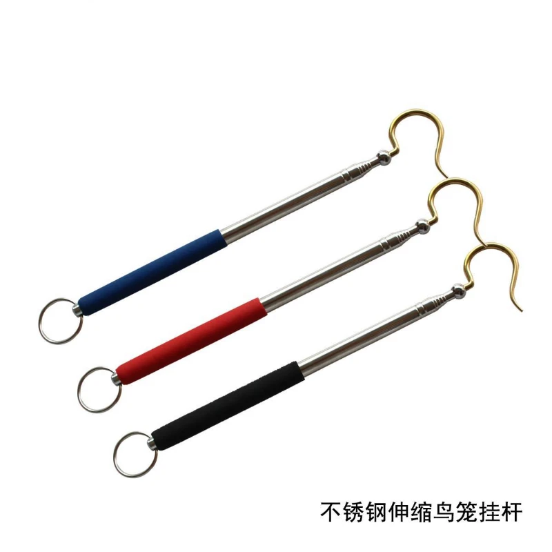 热卖包邮鸟笼户外不锈钢拉伸挂杆红子绣眼靛颏画眉伸缩挂钩笼钩