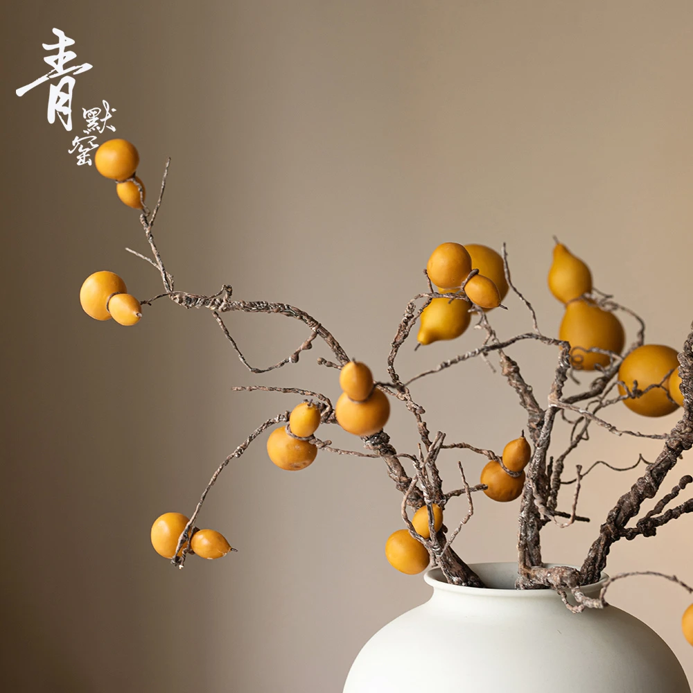 仿真葫芦新中式禅意干花束原杆插花摆件茶室家居客厅大小葫芦装饰