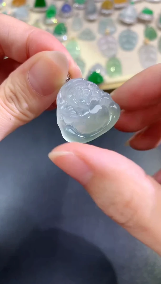 【闪购商品】翡翠吊坠(不含链)18K金镶嵌119财神|1800+0