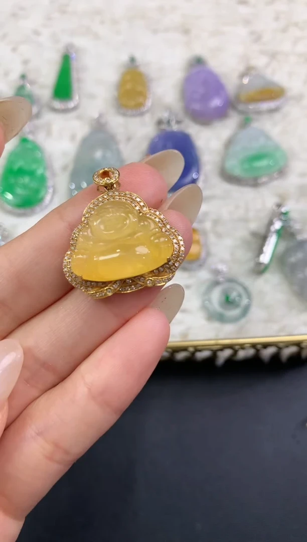 【闪购商品】翡翠吊坠(不含链)18K金镶嵌佛公|8800
