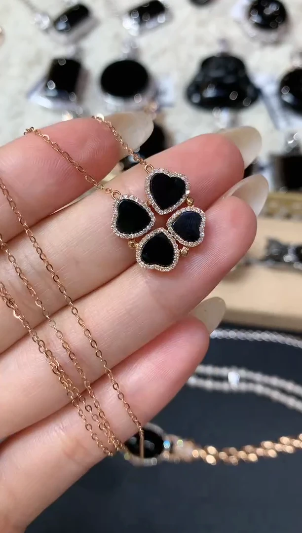 【闪购商品】翡翠套链18K金镶嵌墨翠套链|4680