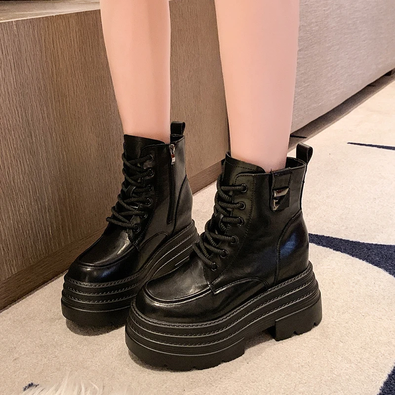 10公分内增高马丁靴女加绒2025秋冬新款厚底小个子百搭短靴瘦瘦靴