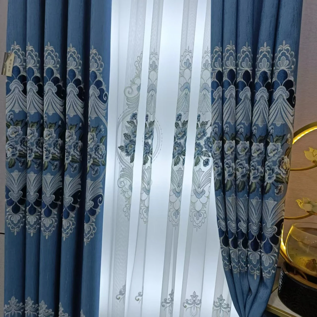 2024新款3.1米门幅刺绣加厚高精密面料客厅卧室阳台成品窗帘窗纱
