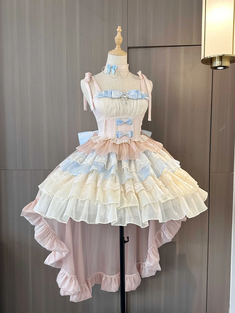【飞行日记】现货告白日记杏蓝粉公主风生日蛋糕裙Lolita