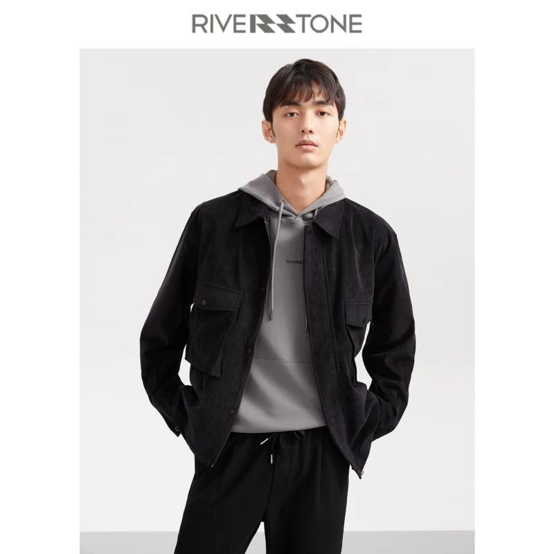 Riverstone流石男装夹克男春宽松牛奶丝灯芯绒外套男男士春秋休闲