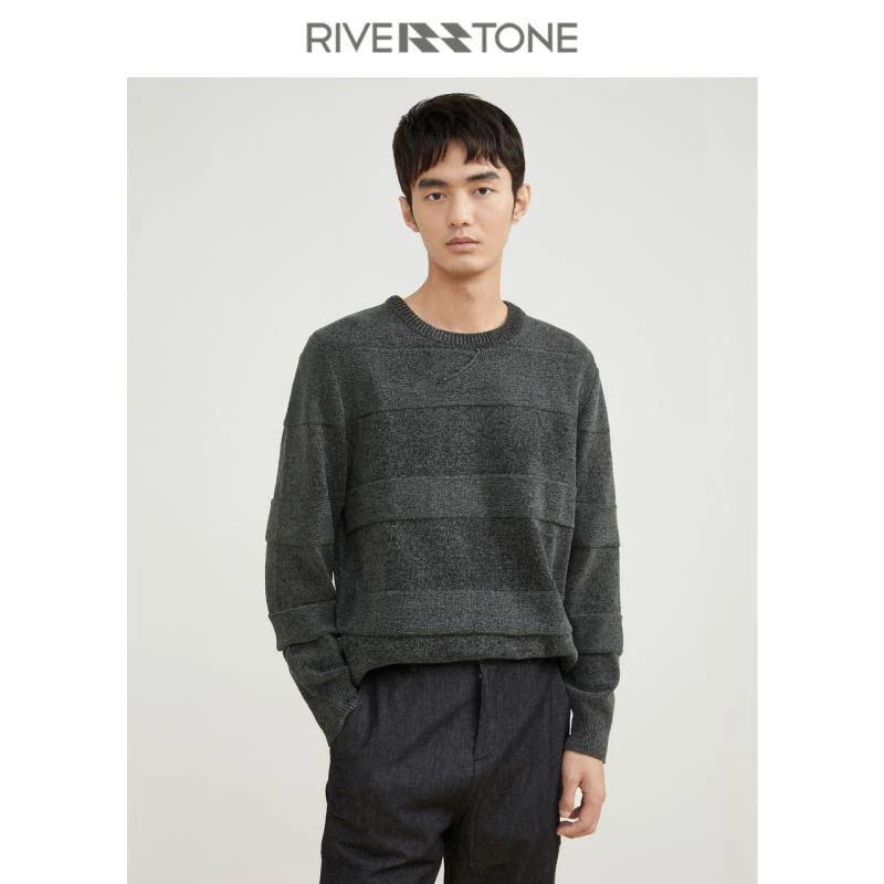Riverstone流石男装冬装日系复古长袖针织衫男士休闲高端保暖毛衣