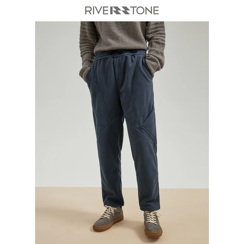 Riverstone流石男装保暖加绒卫裤男生裤子男士运动裤时尚休闲裤潮