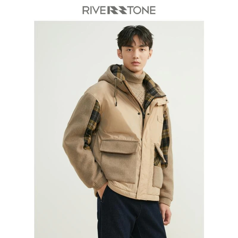 【球鞋派专属】RS流石 设计拼接保暖防寒羽绒服工装外套 KY01466906