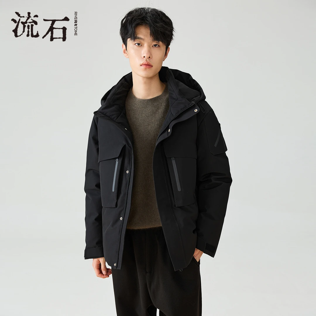 【师哥专属】流石工装高端宽松羽绒服冬季新款短款鹅绒连帽户外外套