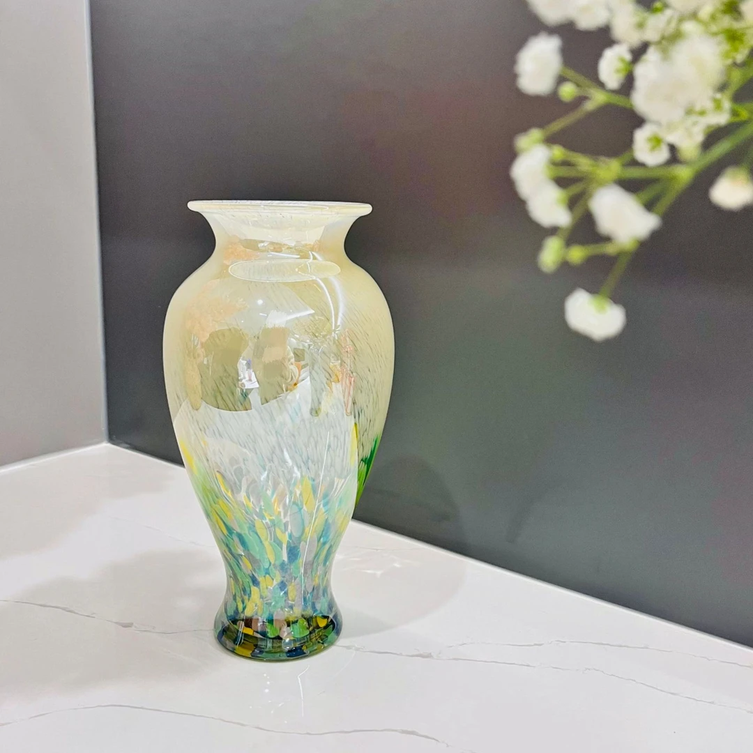 新国风琉璃花瓶彩色玻璃水培插花花器家居装饰品桌面茶几摆设