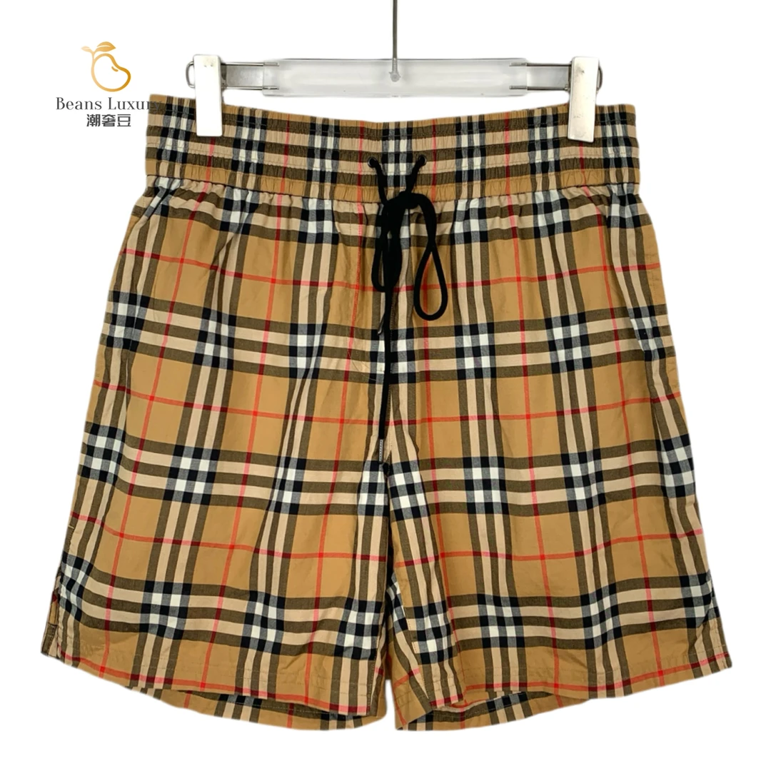 99新 BURBERRY/博柏利 潮奢豆 严选/棕色格纹松紧腰短裤/H10398