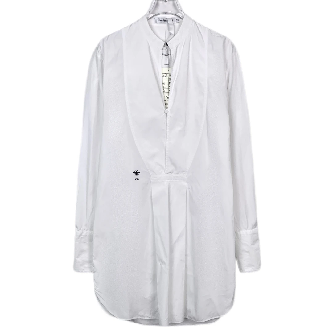 95新 DIOR/迪奥 潮奢豆 严选/小蜜蜂刺绣白色长袖衬衫/008827