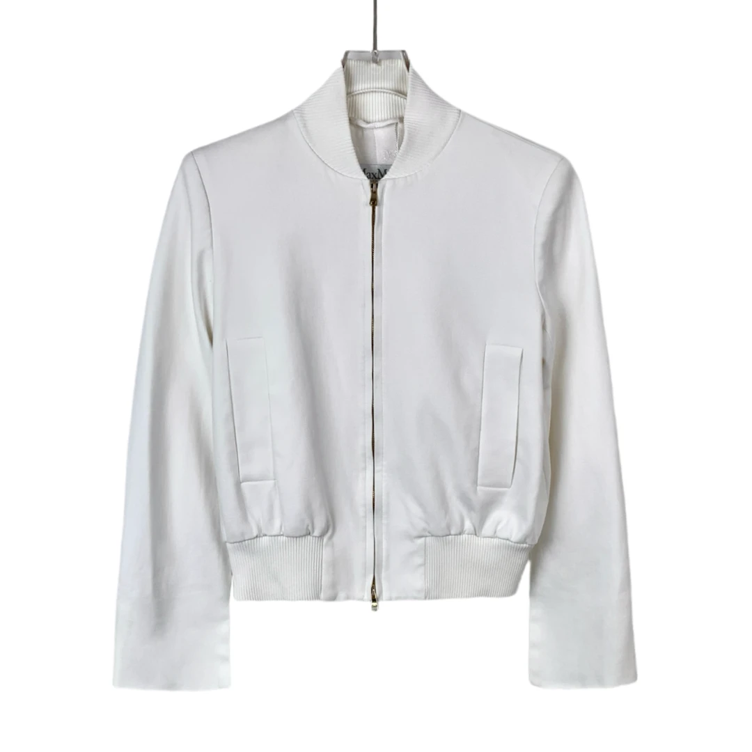 MaxMara99新/潮奢豆 严选//白色棉质拉链夹克//Q9737