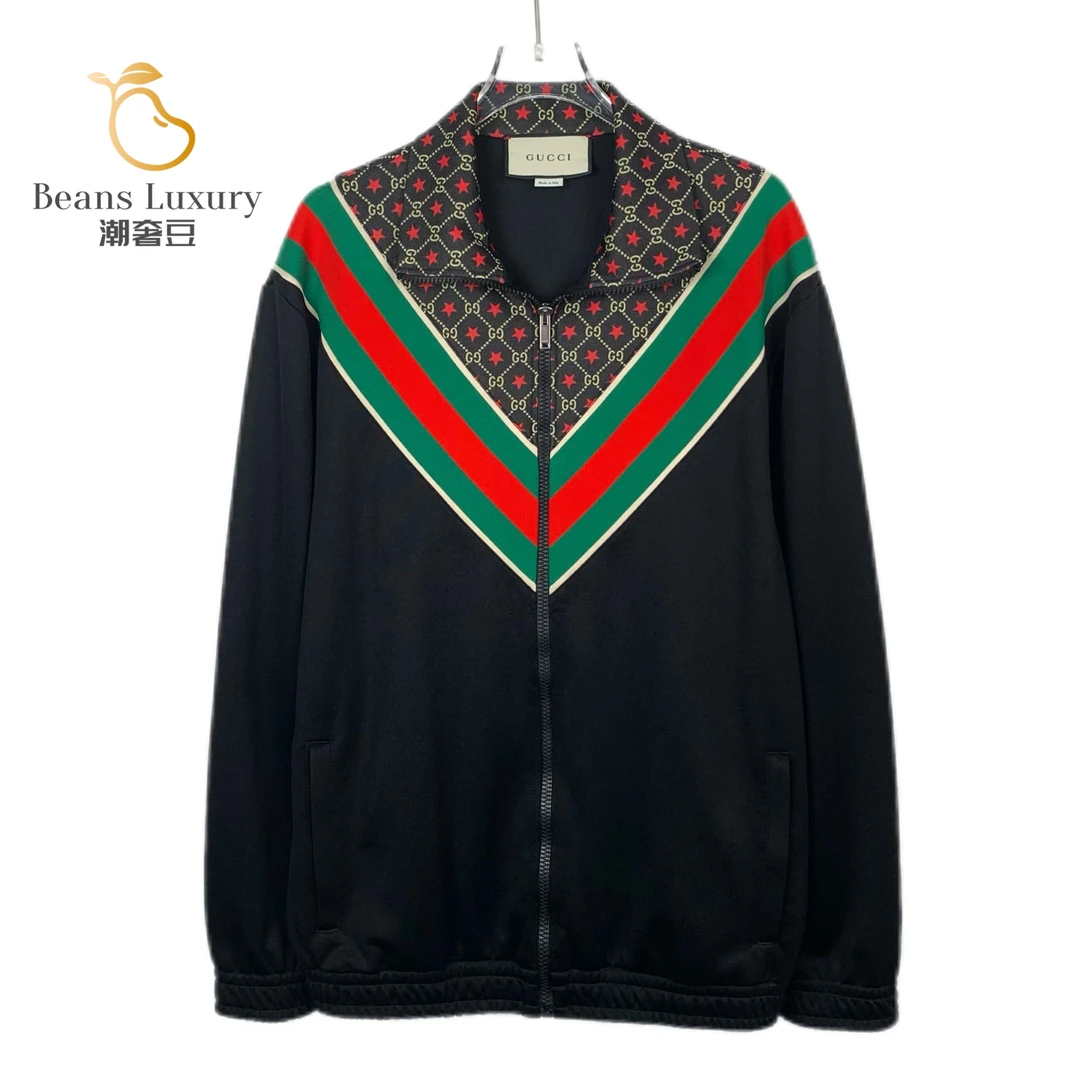 GUCCI/古驰95新/潮奢豆 严选/星星印花条纹拉链夹克/H9728