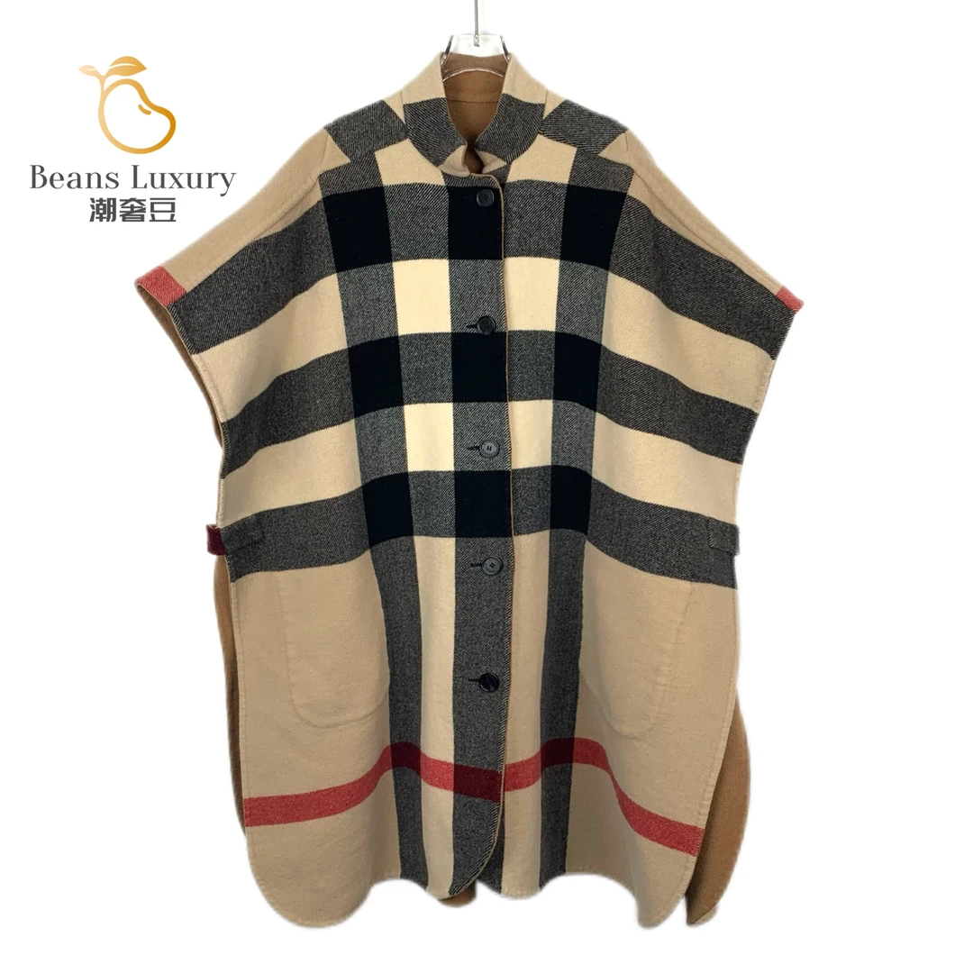 BURBERRY/博柏利99新/潮奢豆 严选/格纹双面穿斗篷披肩/ H9890