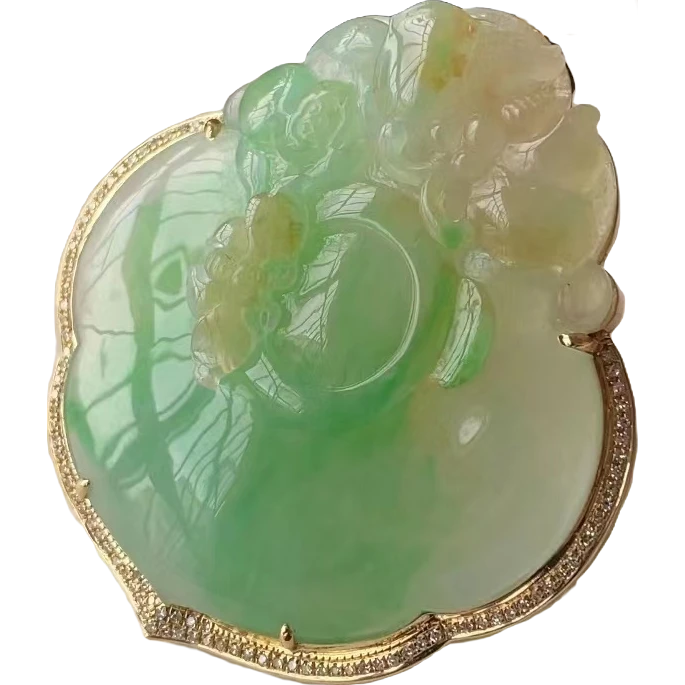 中高端翡翠毛料挂件缅甸天然翡翠冰种飘花老钟肉细吊坠项链