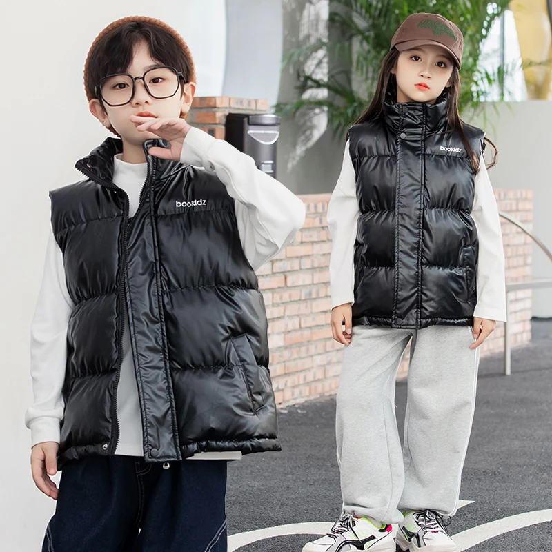 秋冬季中大童棉马甲加厚男女大童免洗背心新款时尚保暖外穿潮坎肩