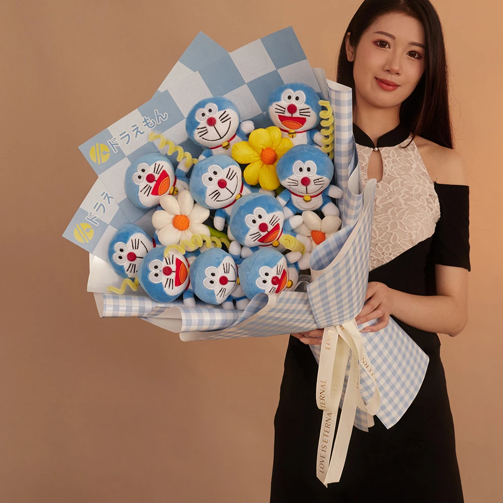 哆啦猫公仔花束超人卡通创意礼品成品送男孩女友儿童生日毕业礼物