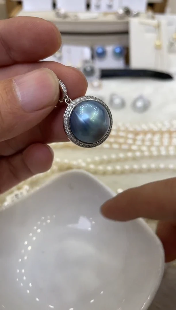 【闪购商品】拼合珍珠（马贝珠）颈饰银S925镶嵌清货