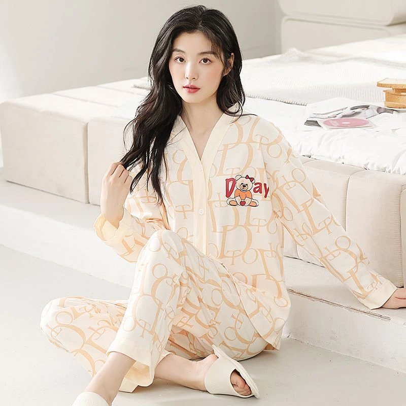 2024新款睡衣纯棉女春秋长袖长裤两件套装可外穿女套装家居服