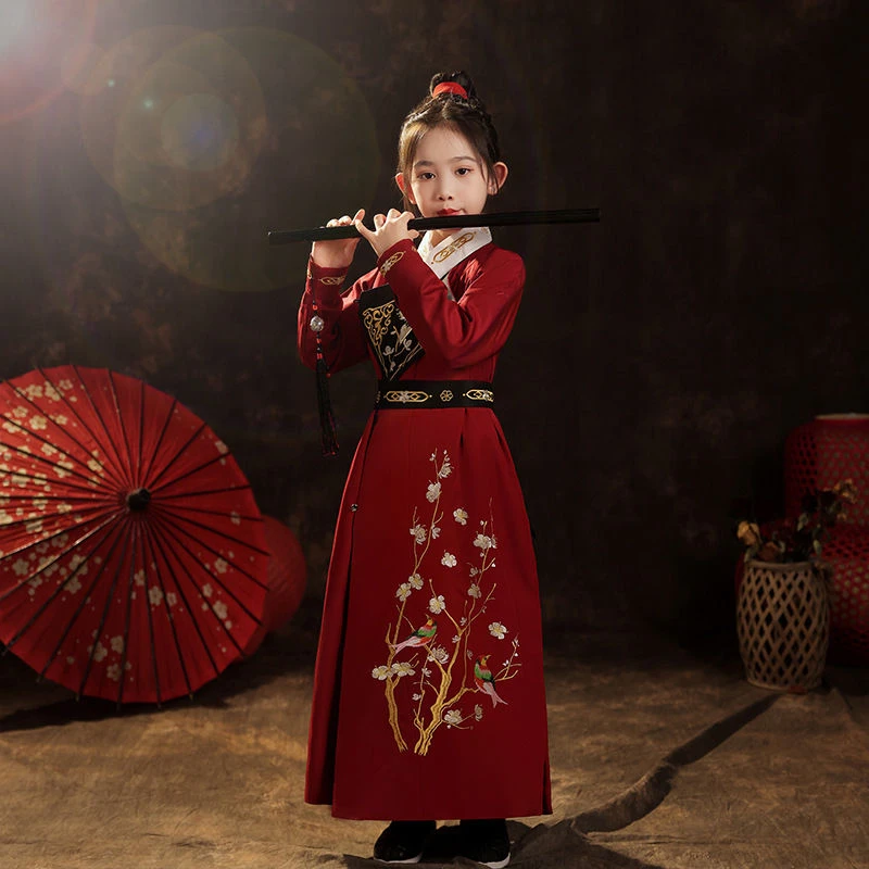 汉服女童花木兰服装武侠风古装冬季国学服演出服儿童秋冬汉服女童