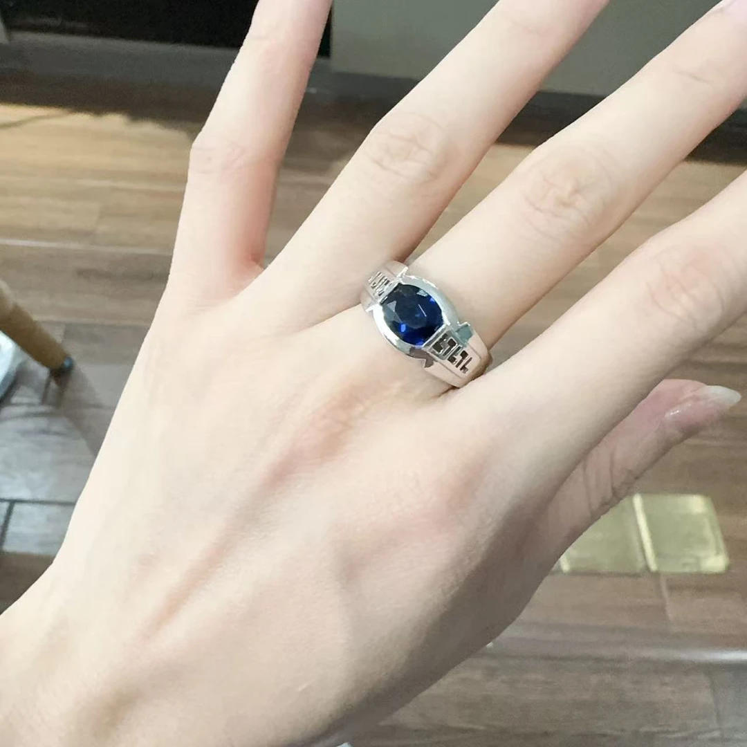 925银锆石戒指 s925纯银镶嵌中性戒指轻奢气质简约精致银戒指环