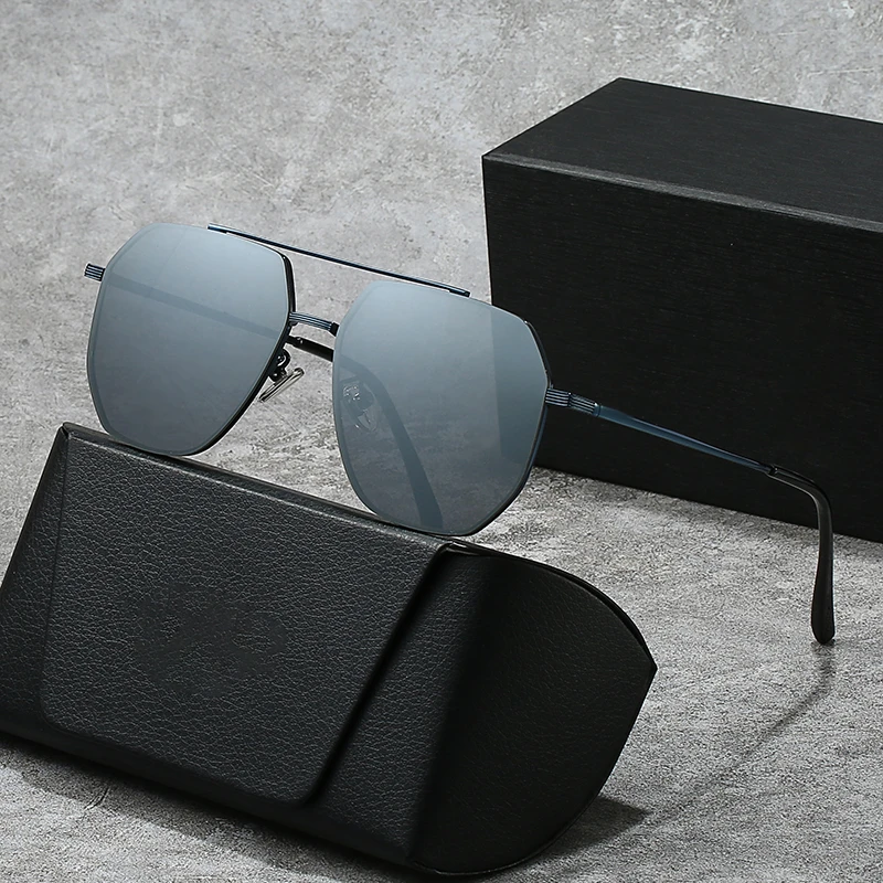 男士轻薄型尼龙偏光太阳镜多边形男女钓鱼墨镜司机开车眼镜水银面