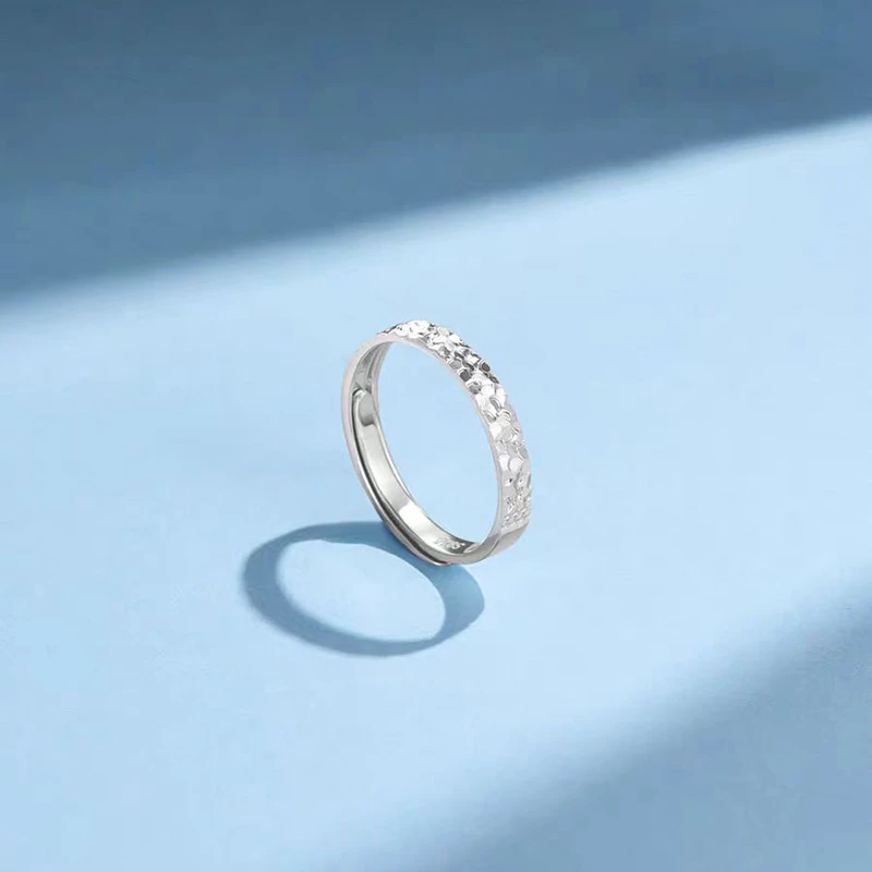 足银戒指 999足银戒指女款简约时尚小众镶嵌碎冰冰戒指编号1732