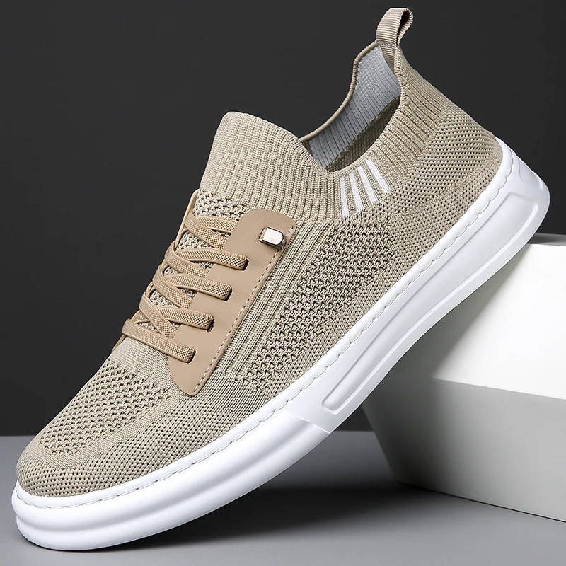 男鞋夏季透气飞织鞋子男休闲运动防臭网鞋一脚蹬软底平板鞋男潮鞋